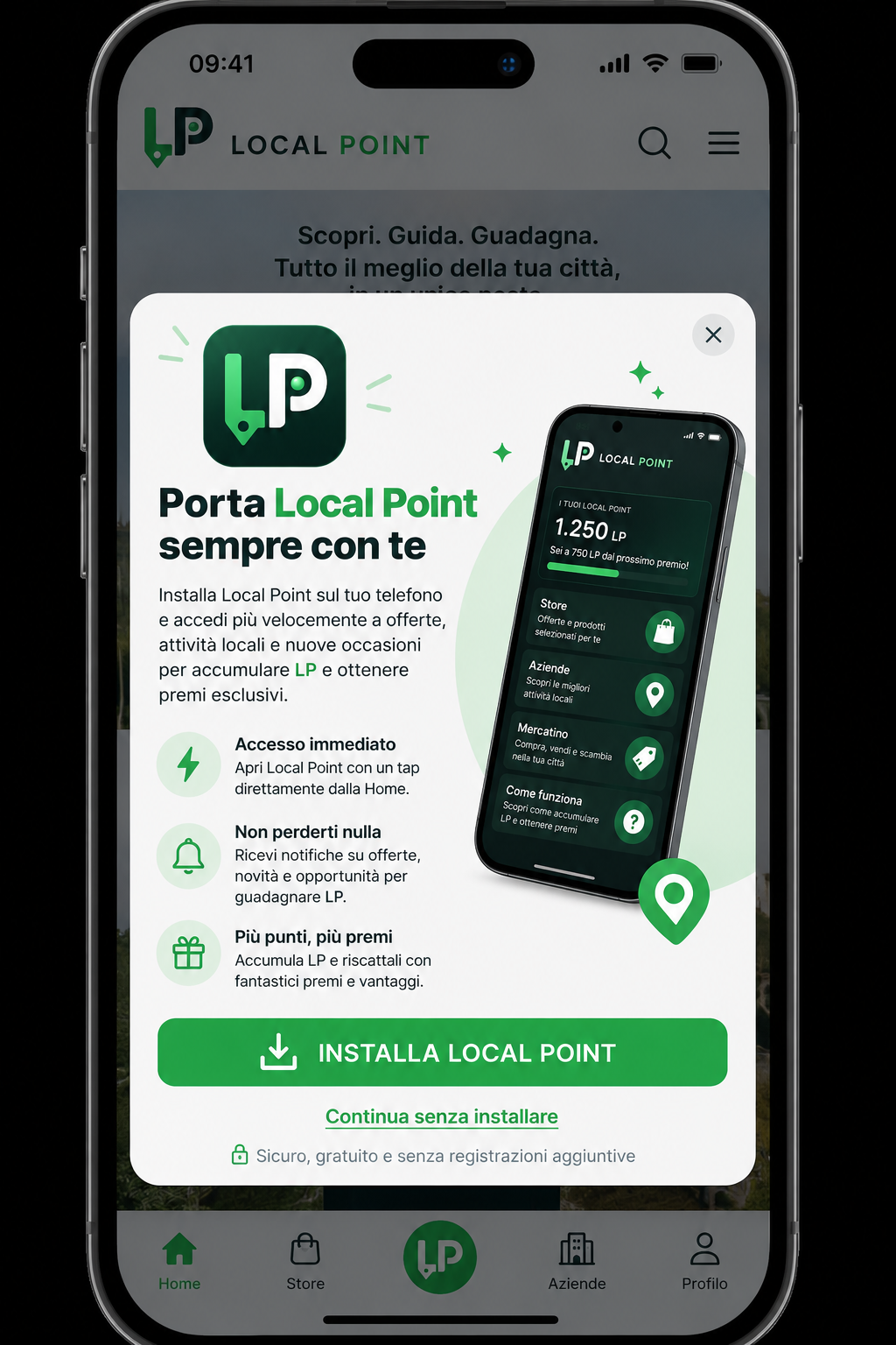 Local Point installata sul telefono